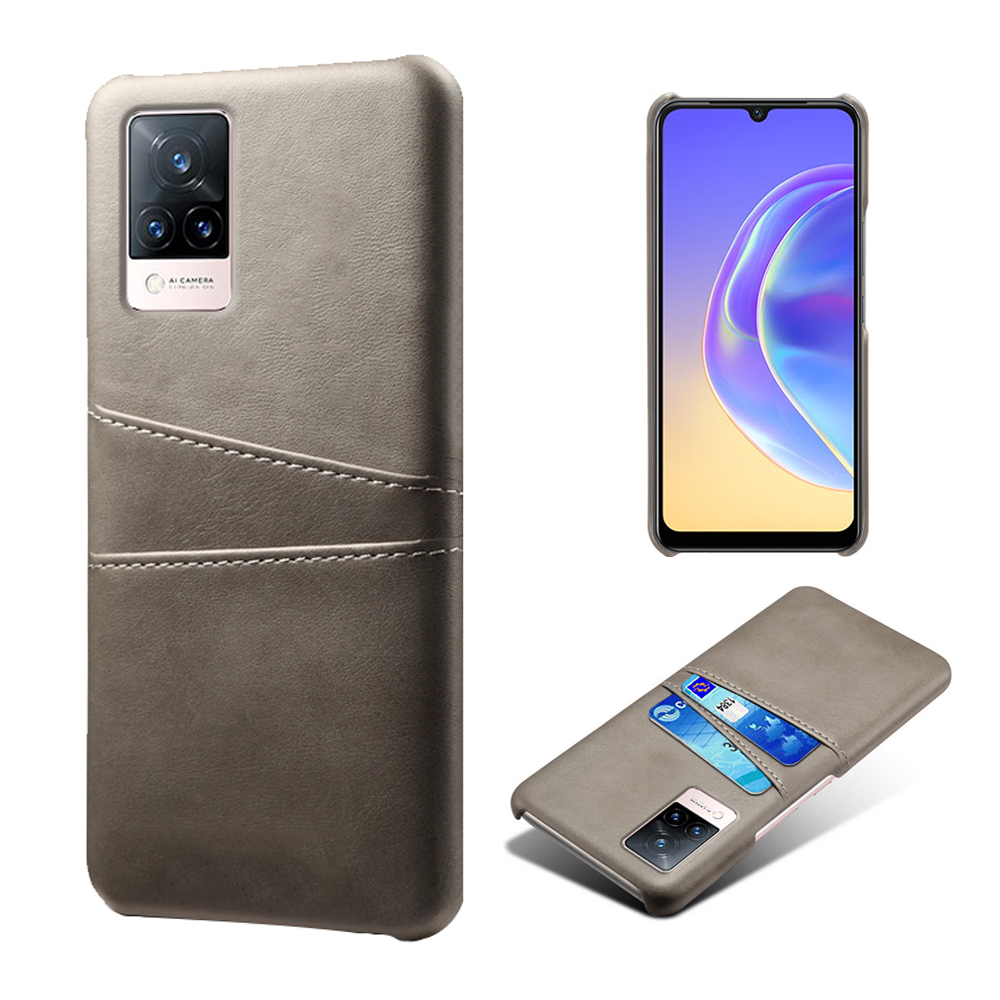 

KSQ PU Lederbeschichtete PC -telefonhülle Mit 2 Kartenschlitzen Für Vivo V21 5g / 4g - Grau, vivo V21 5G