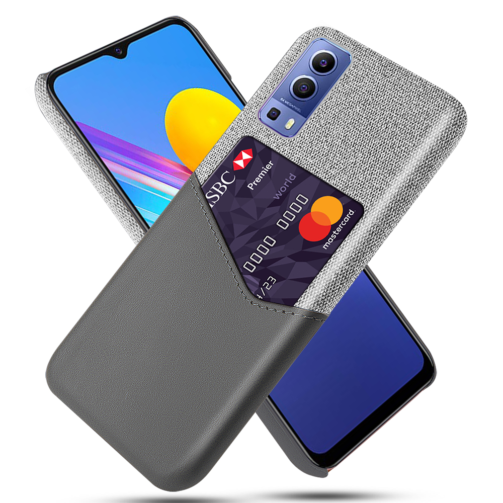 

KSQ -kartenschlitztuch + PU Leder + PC Hybridabdeckung Für Vivo Y72 5g - Grau, vivo Y72 5G