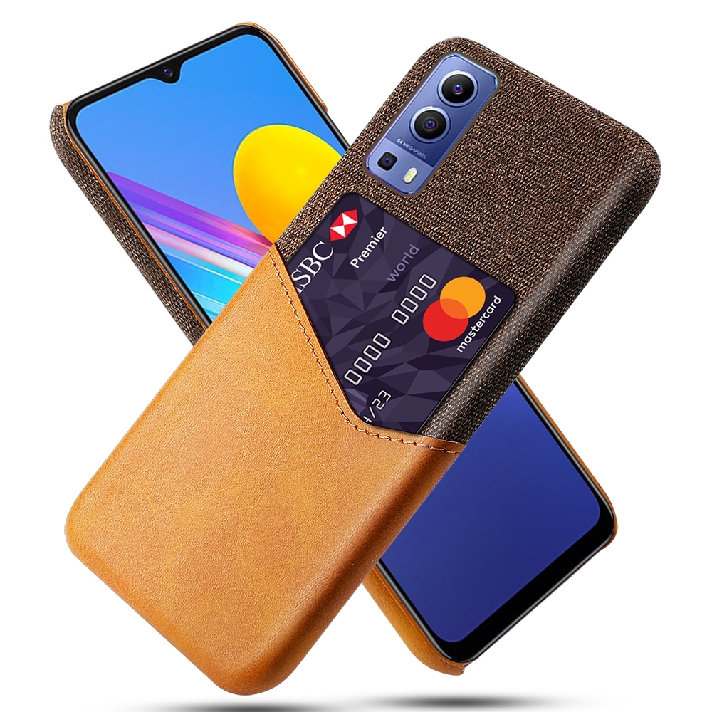 

KSQ -kartenschlitztuch + PU Leder + PC Hybridabdeckung Für Vivo Y72 5g - Orange, vivo Y72 5G