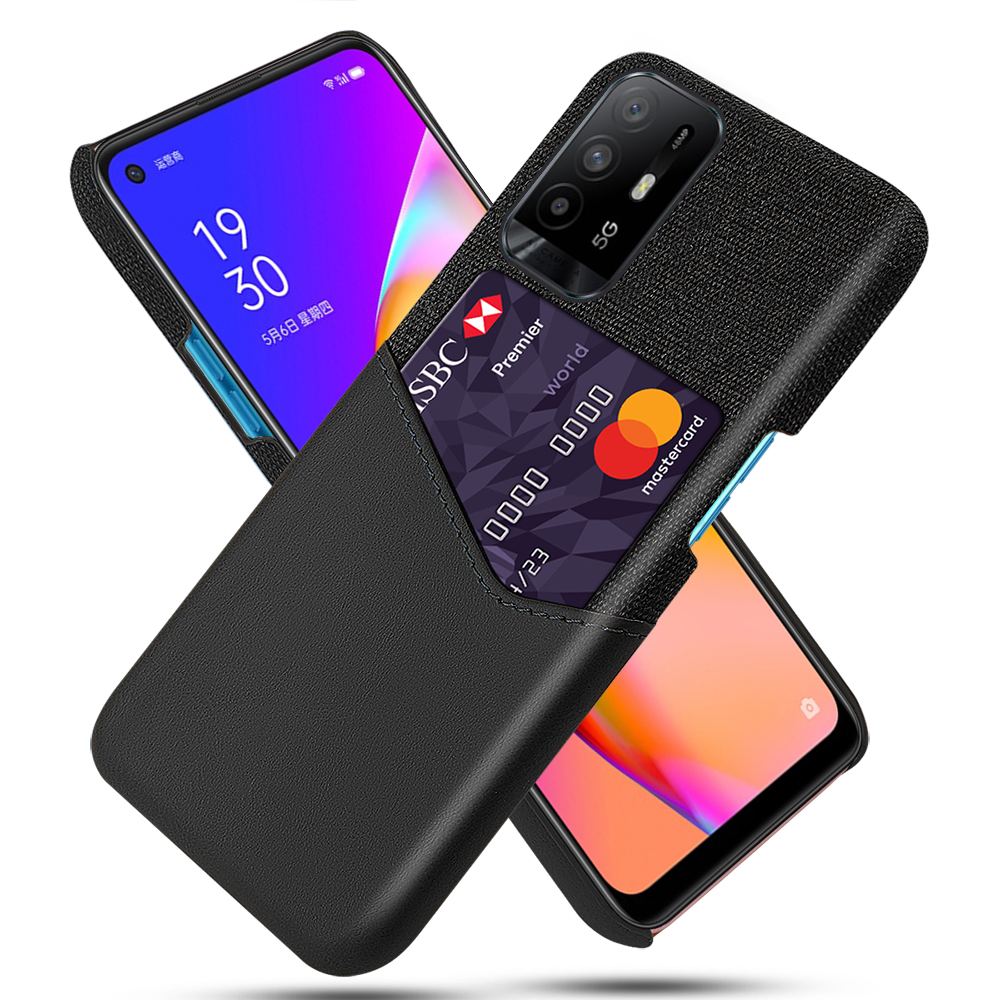 

KSQ Mit Kartenhaltertuch + PU -leder -pc -rückdecke Für Oppo A95 5G - Schwarz, Oppo A95 5G