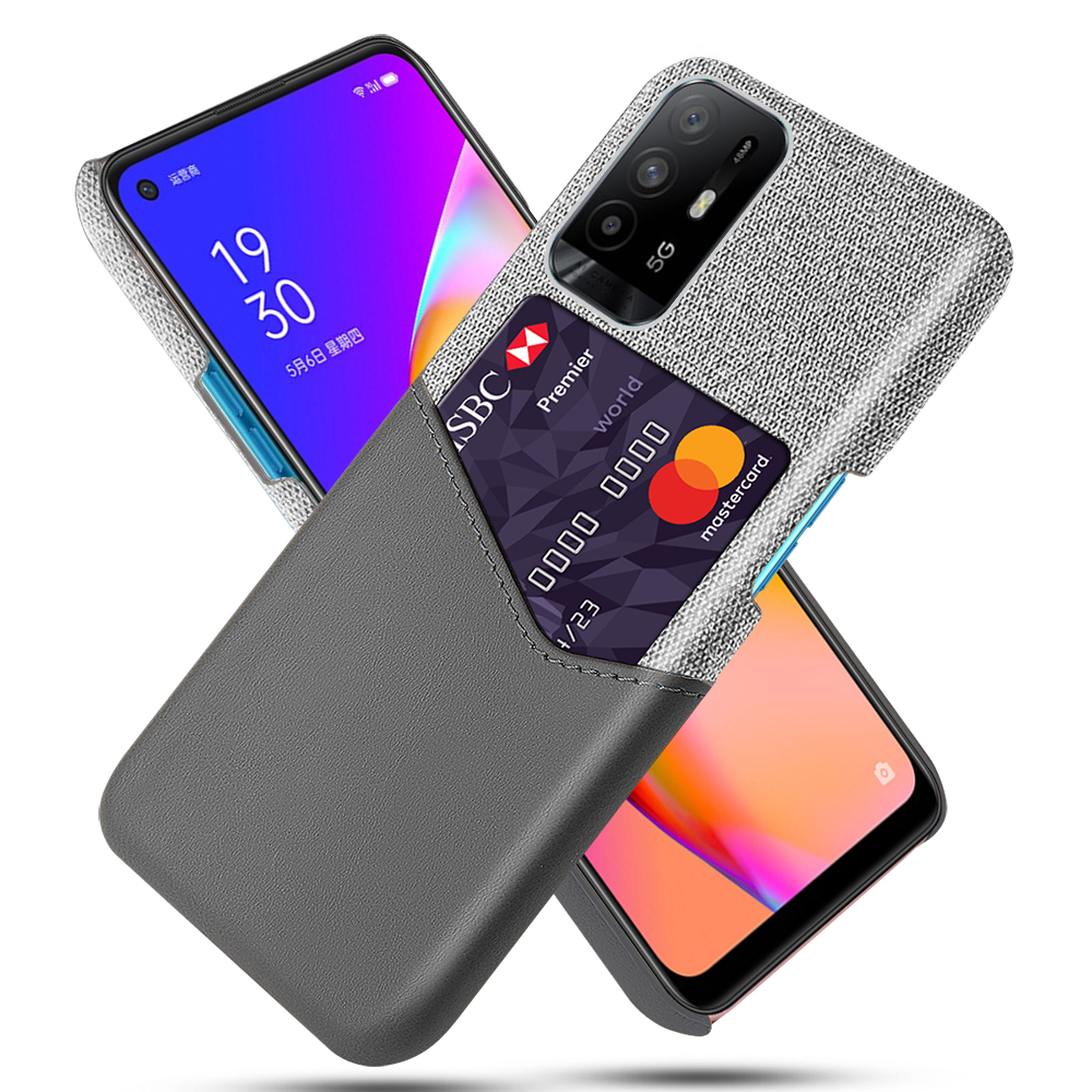 

KSQ Mit Kartenhaltertuch + PU -leder -pc -rückdecke Für Oppo A95 5G - Grau, Oppo A95 5G