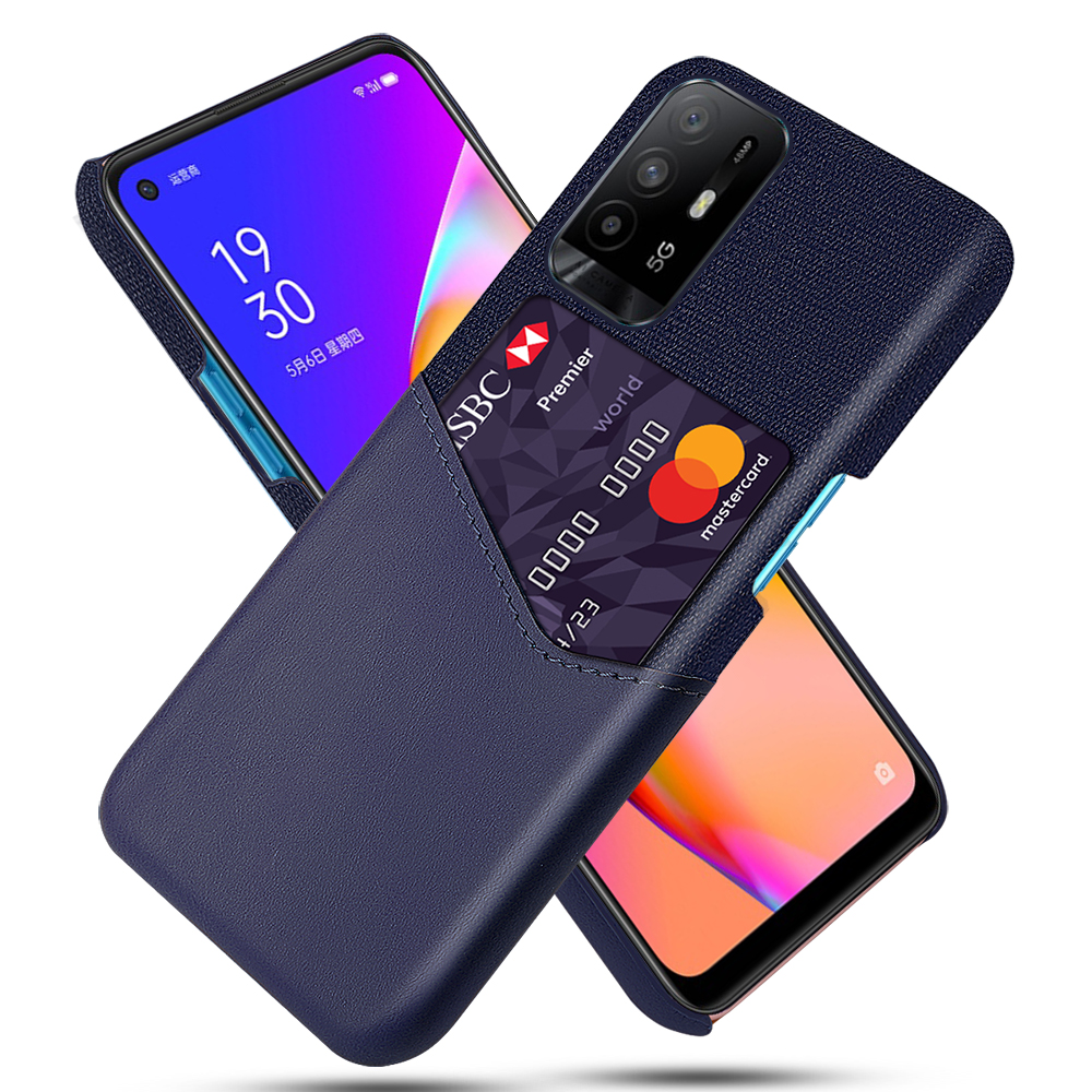 

KSQ Mit Kartenhaltertuch + PU -leder -pc -rückdecke Für Oppo A95 5G - Blau, Oppo A95 5G