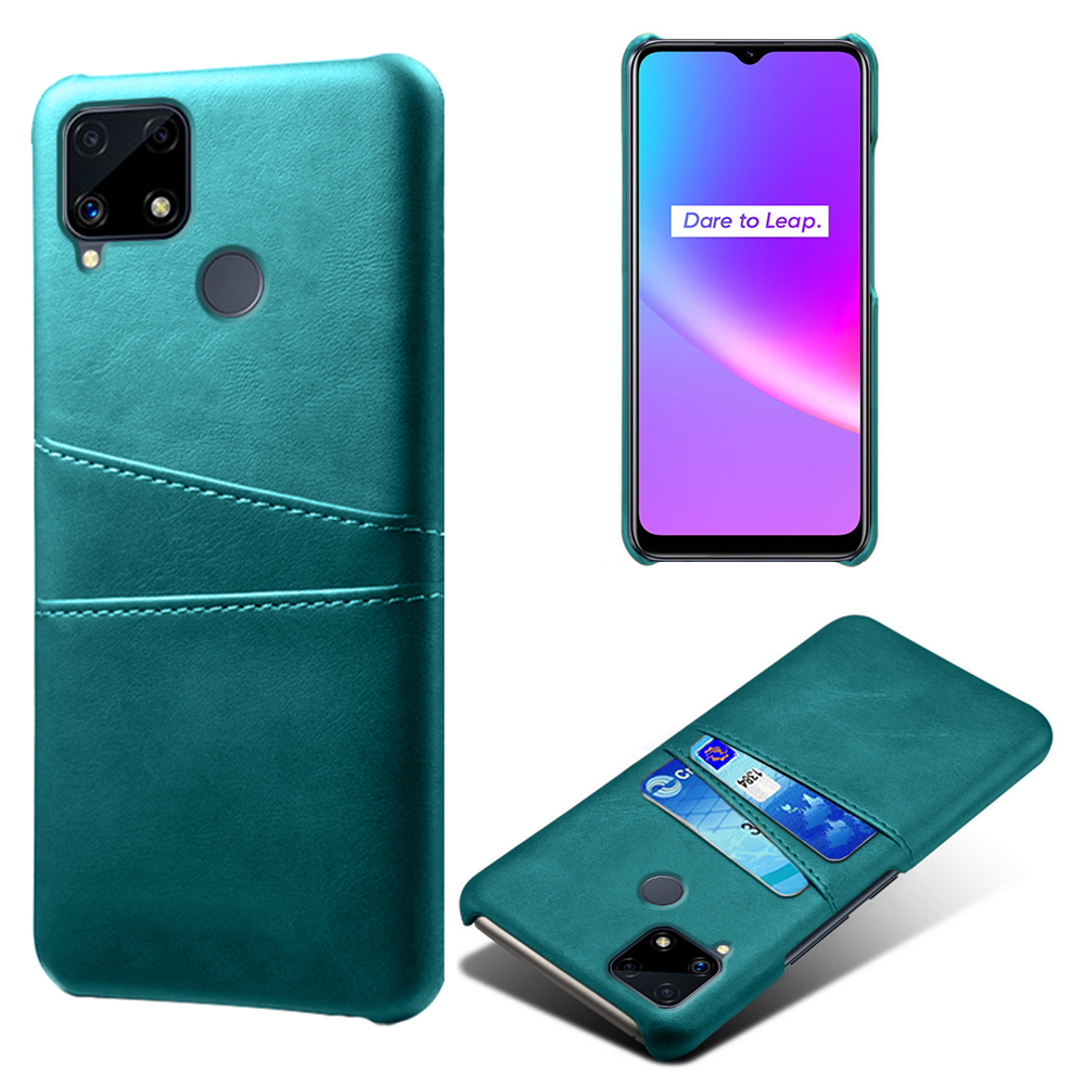 

KSQ -doppelkarten -slots PU -lederbeschichtungs -pc -shell -abdeckhülle Für Realme C25/C12/C15 - Grün, Realme C25
