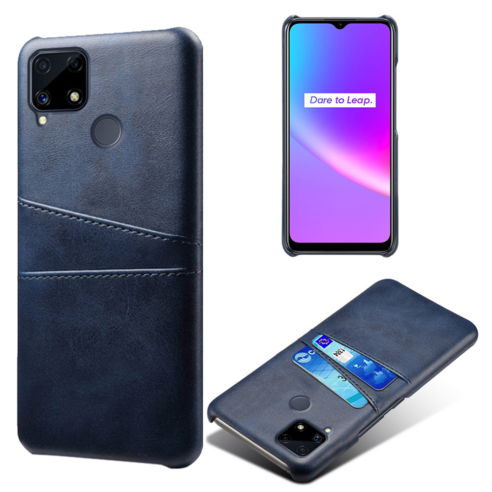 

KSQ -doppelkarten -slots PU -lederbeschichtungs -pc -shell -abdeckhülle Für Realme C25/C12/C15 - Blau, Realme C25