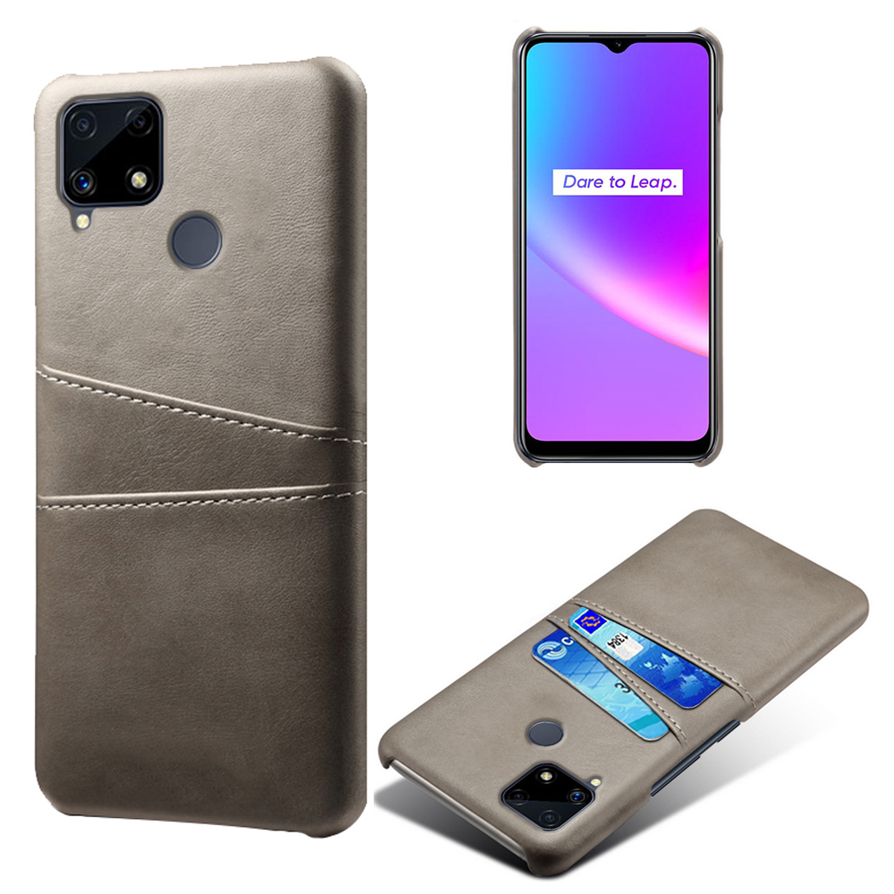 

KSQ -doppelkarten -slots PU -lederbeschichtungs -pc -shell -abdeckhülle Für Realme C25/C12/C15 - Grau, Realme C25