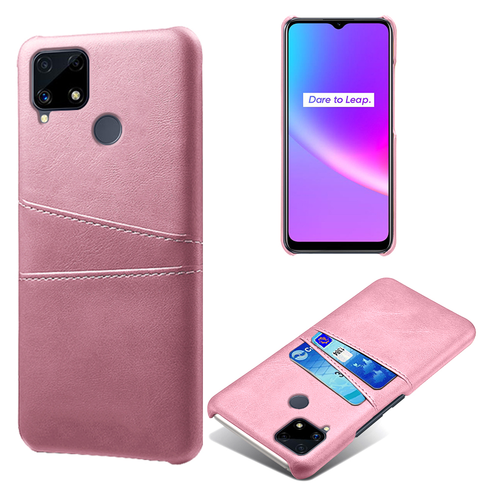 

KSQ -doppelkarten -slots PU -lederbeschichtungs -pc -shell -abdeckhülle Für Realme C25/C12/C15 - Roségold, Realme C25