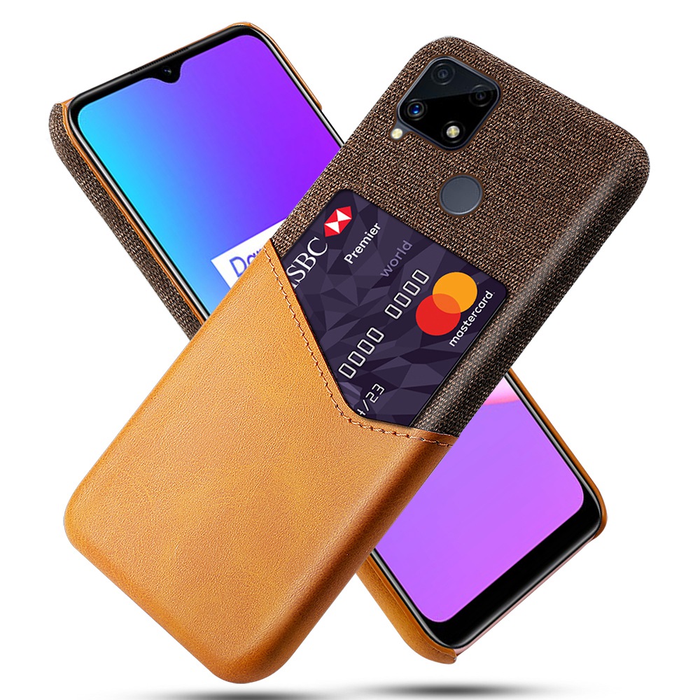 

KSQ -stoffoberfläche + PC Hybrid Telefonabdeckung Mit Kartensteckplatz Für Realme C25/C12/C15 - Orange, Realme C25
