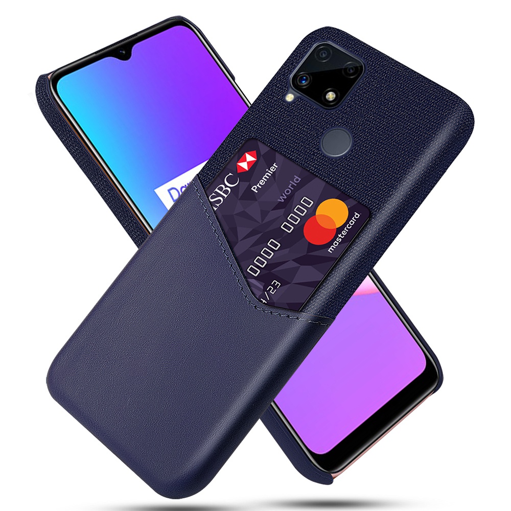 

KSQ -stoffoberfläche + PC Hybrid Telefonabdeckung Mit Kartensteckplatz Für Realme C25/C12/C15 - Blau, Realme C25