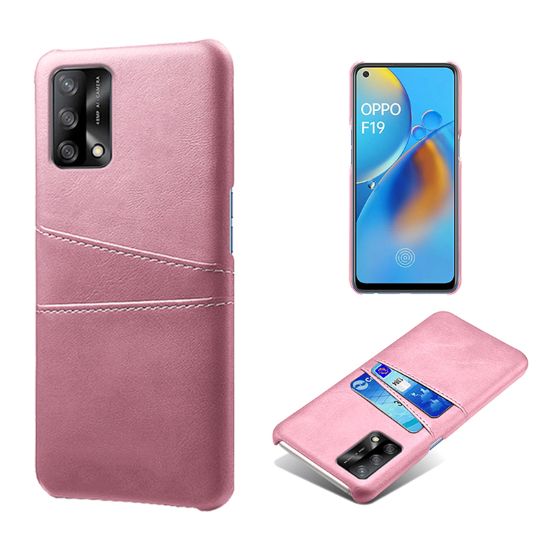 

KSQ Double Card Slots PU Leder Beschichtete PC -telefonabdeckung Für Oppo A74 4G / Oppo F19 - Roségold, Oppo F19