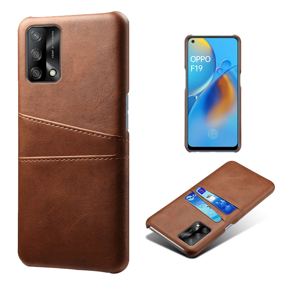 

KSQ Double Card Slots PU Leder Beschichtete PC -telefonabdeckung Für Oppo A74 4G / Oppo F19 - Braun, Oppo F19