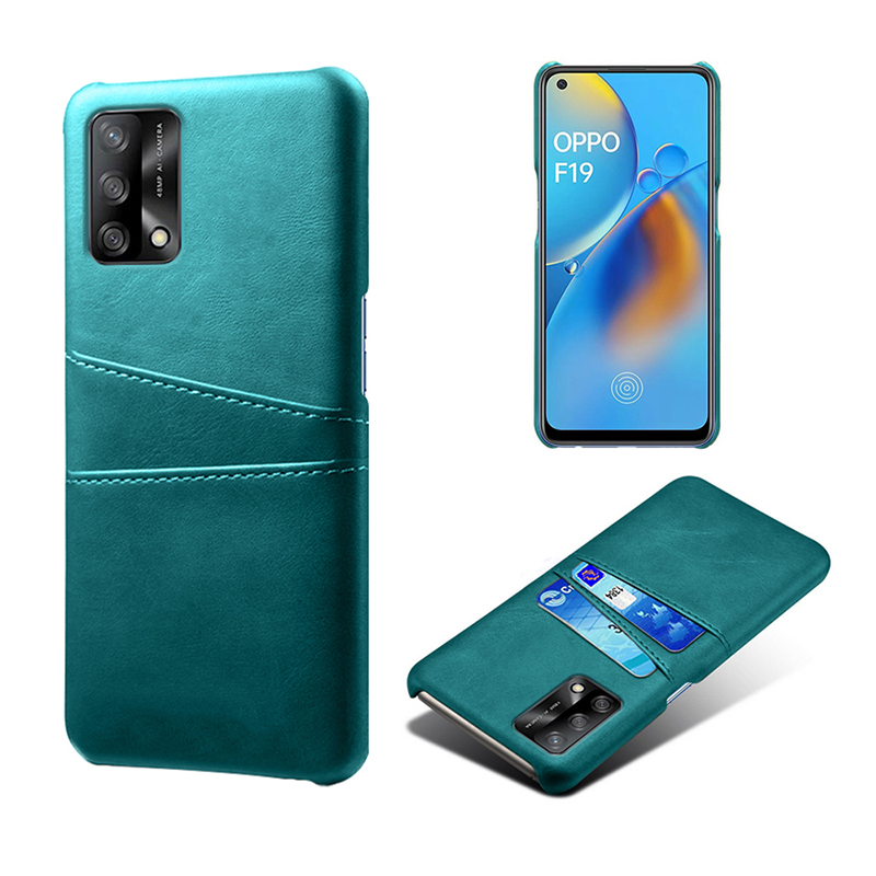

KSQ Double Card Slots PU Leder Beschichtete PC -telefonabdeckung Für Oppo A74 4G / Oppo F19 - Grün, Oppo F19