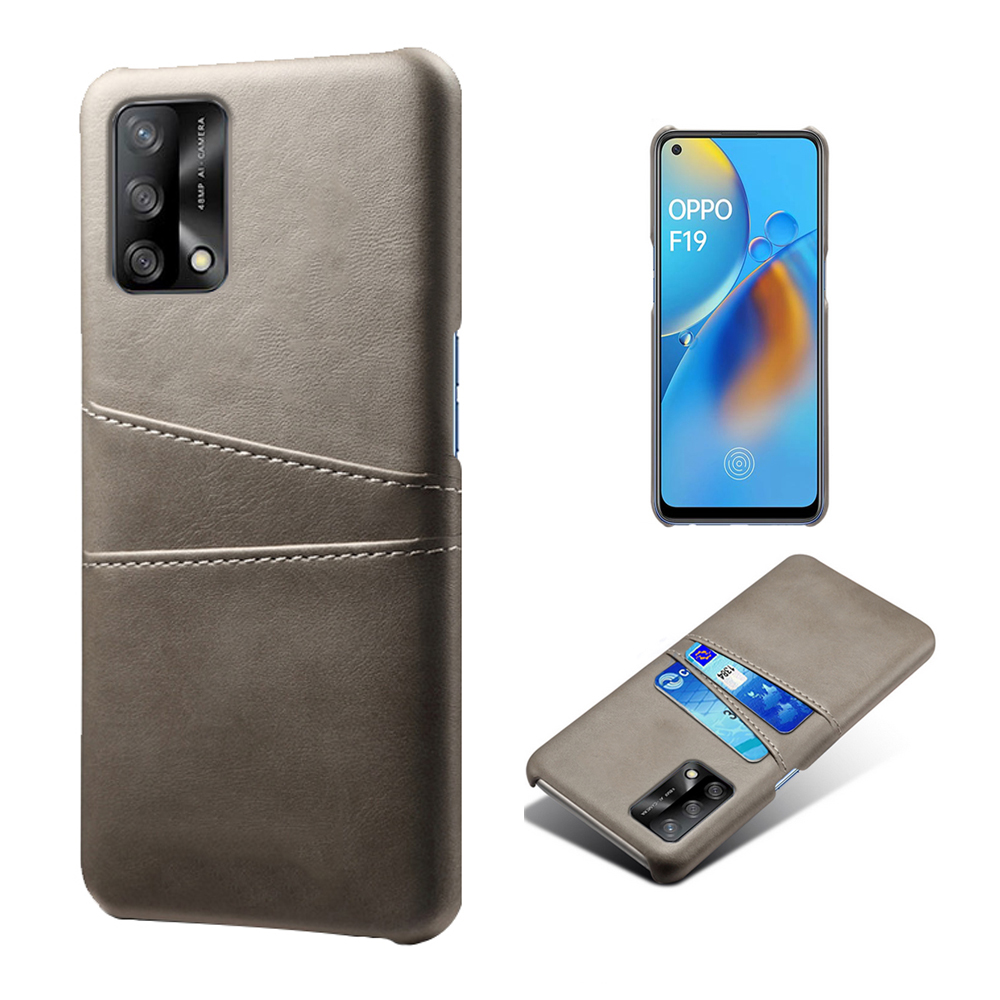 

KSQ Double Card Slots PU Leder Beschichtete PC -telefonabdeckung Für Oppo A74 4G / Oppo F19 - Grau, Oppo F19