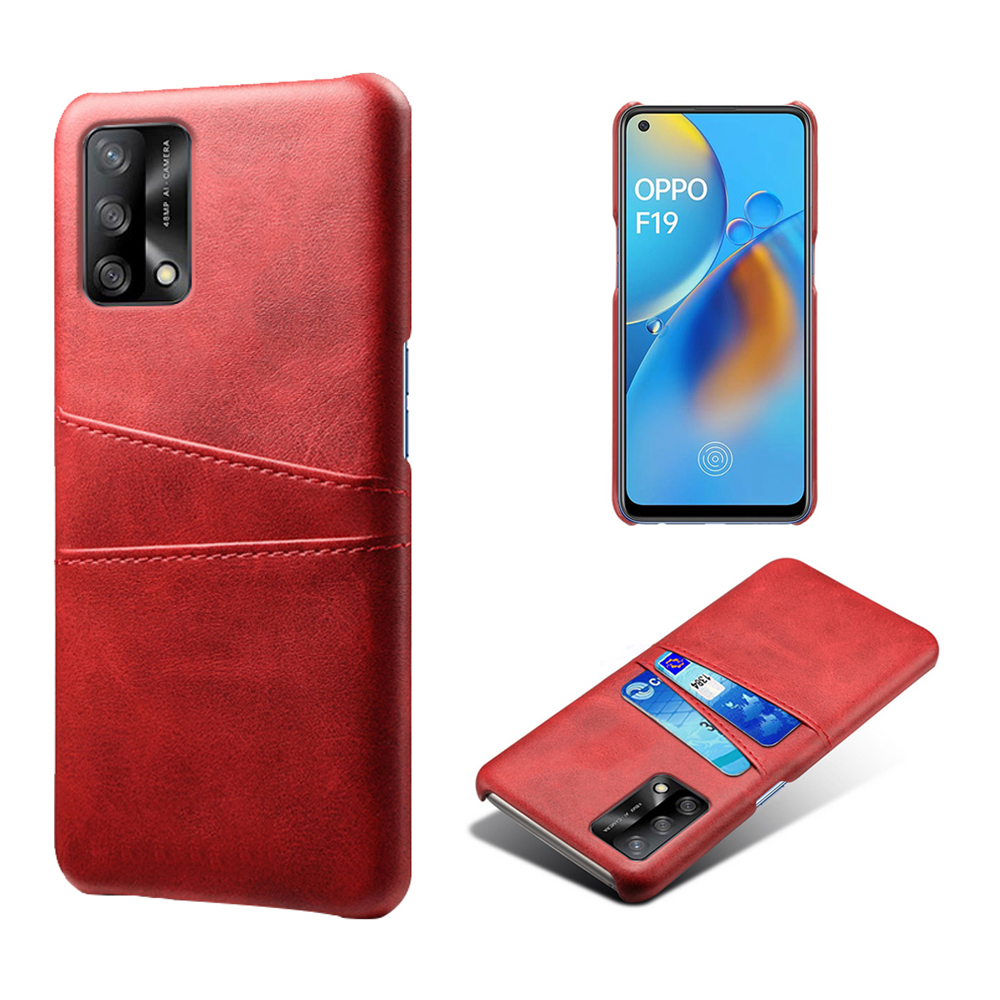 

KSQ Double Card Slots PU Leder Beschichtete PC -telefonabdeckung Für Oppo A74 4G / Oppo F19 - Rot, Oppo F19