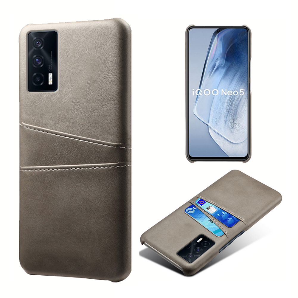 

KSQ [mit Zwei Kartensteckplätzen] PU-Lederbeschichtete PC-Shell-Abdeckungsfall Für Vivo Iqoo Neo5 - Grau, vivo iQOO Neo5