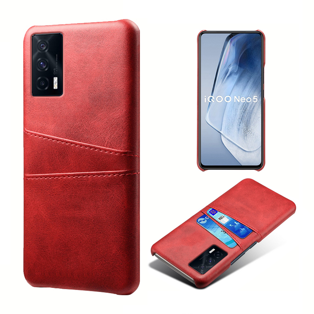 

KSQ [mit Zwei Kartensteckplätzen] PU-Lederbeschichtete PC-Shell-Abdeckungsfall Für Vivo Iqoo Neo5 - Rot, vivo iQOO Neo5