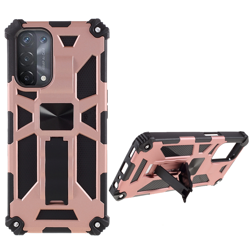 

Rüstungsschockdicht Von Kickstand PC TPU -telefonhülle Mit Magnetmetallblech Für Oppo A74 5G / A93 5G / OnePlus Nord N200 5G - Rose, Oppo A74 5G