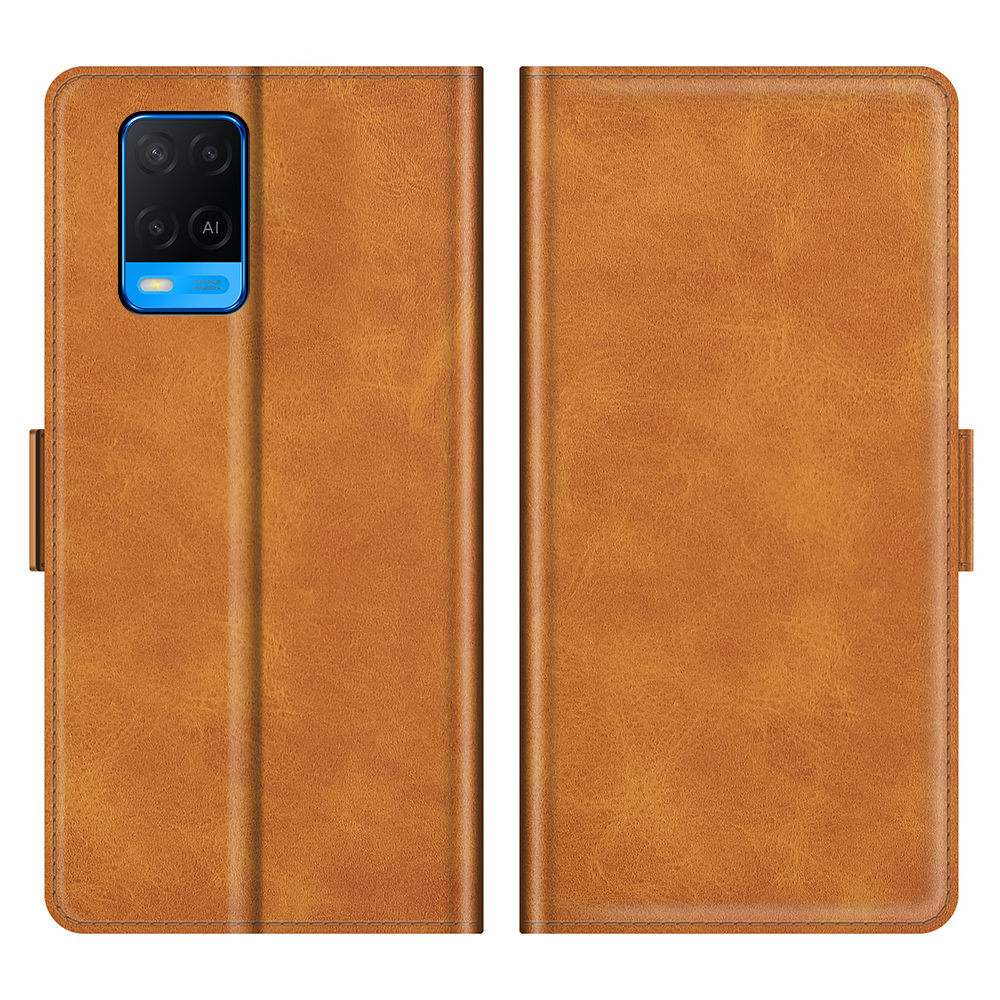 

Doppelverschluss Magnetischer Verschluss Brieftasche PU Leder -telefonhülle Hülle Für Oppo A54 4g - Orange, Oppo A54 4G