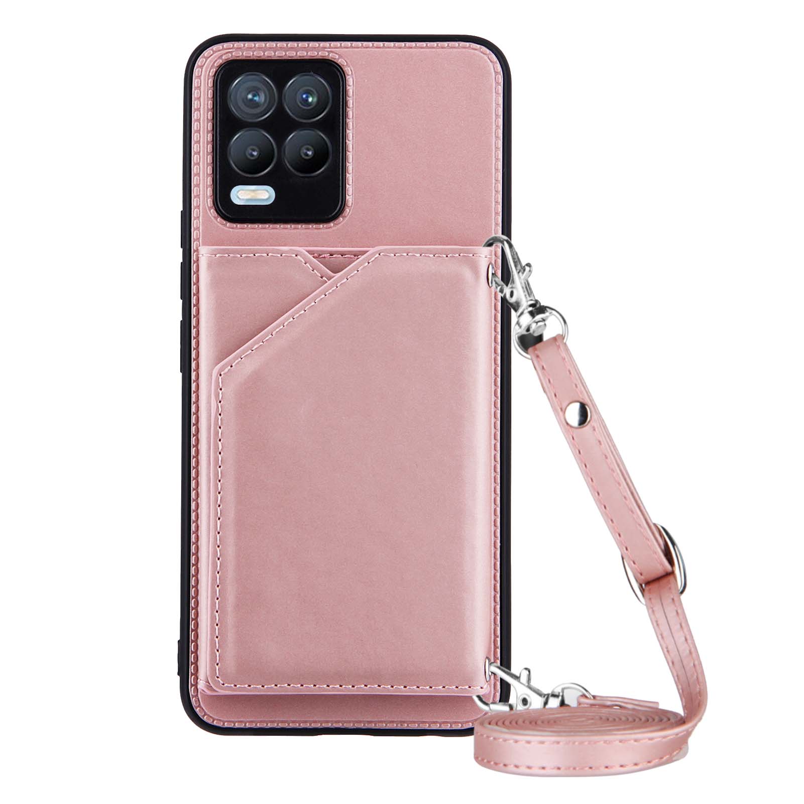 

pu Leather Téléphone Protecteur Avec Une Chance / Realme 8 Pro - or Rose