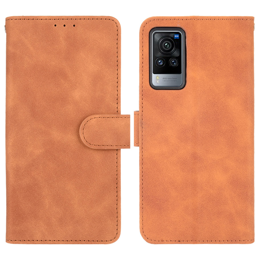 

Skin-touch Feeling PU Leather Wallet Design Phone Stand Case Shell for vivo X60 5G/X60 Pro 5G (Global) - Brown, Oppo Other OPPO Models