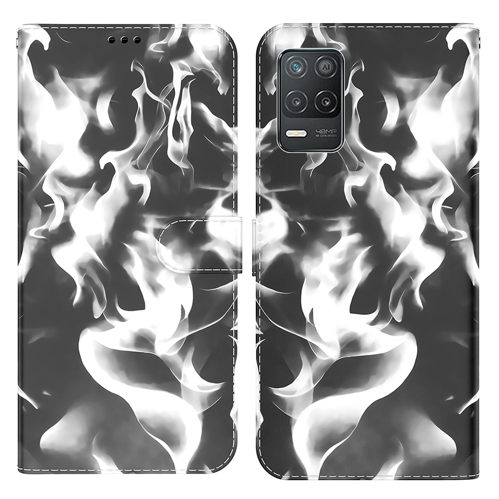 

PU Leder Nebel Muster Druckbrieftasche Flip Magnetic Stand Cover Hülle Für Realme 8 5G (global) / V13 5G / Narzo 30 5G / Q3 5G / Q3i 5G (China) - Schwarz, Realme 8 5G