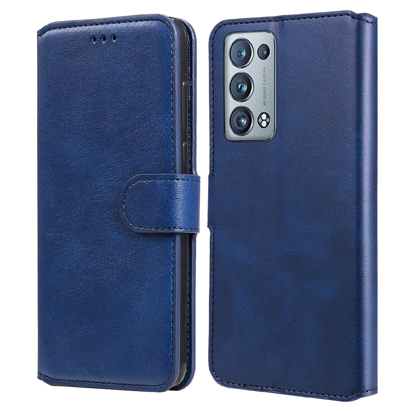 

Schocksicheres PU -leder -brieftaschenstand Folio Flip Phone Cover Für Oppo Reno6 Pro+ 5G/Pro 5G (Snapdragon) - Blau, Oppo Reno6 Pro 5G (Snapdragon)