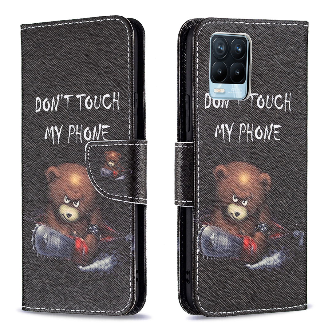 

Brieftasche Design Anti-drogen-muster Druck Magnetischer Lederstand Hülle Für Realme 8/8 Pro - Bär, Realme 8