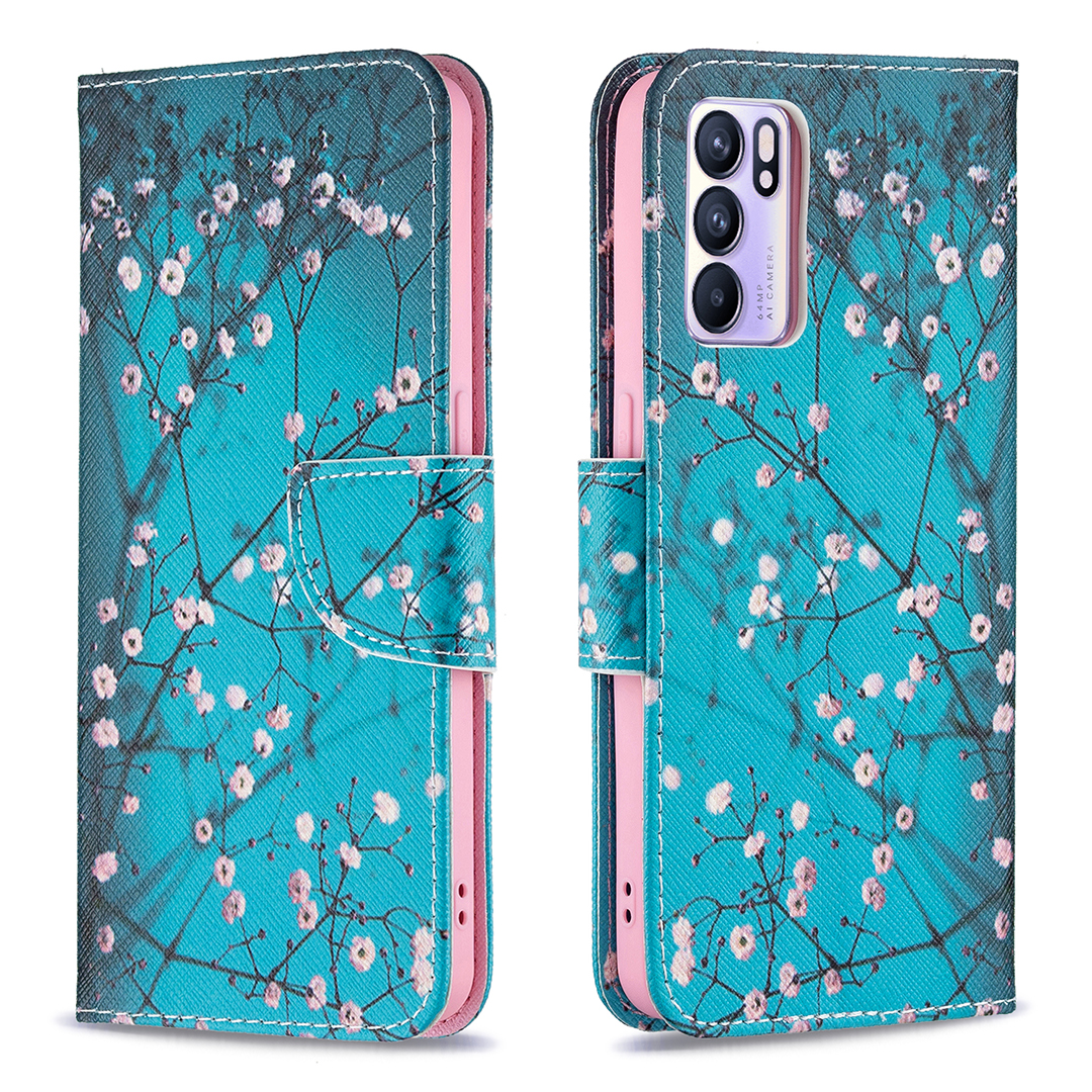 

Tropfenresistente Musterdruckresistent Magnetischer Leder-brieftasche Mit Stand Für Oppo Reno6 5G - Wintersweet, Oppo Reno6 5G