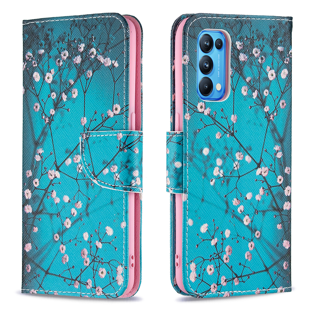 

Muster Druckschockdicht Magnetischer Verschluss Leder Brieftasche Hülle Für Oppo Reno5 4G/5G - Wintersweet, Oppo Reno5 4G