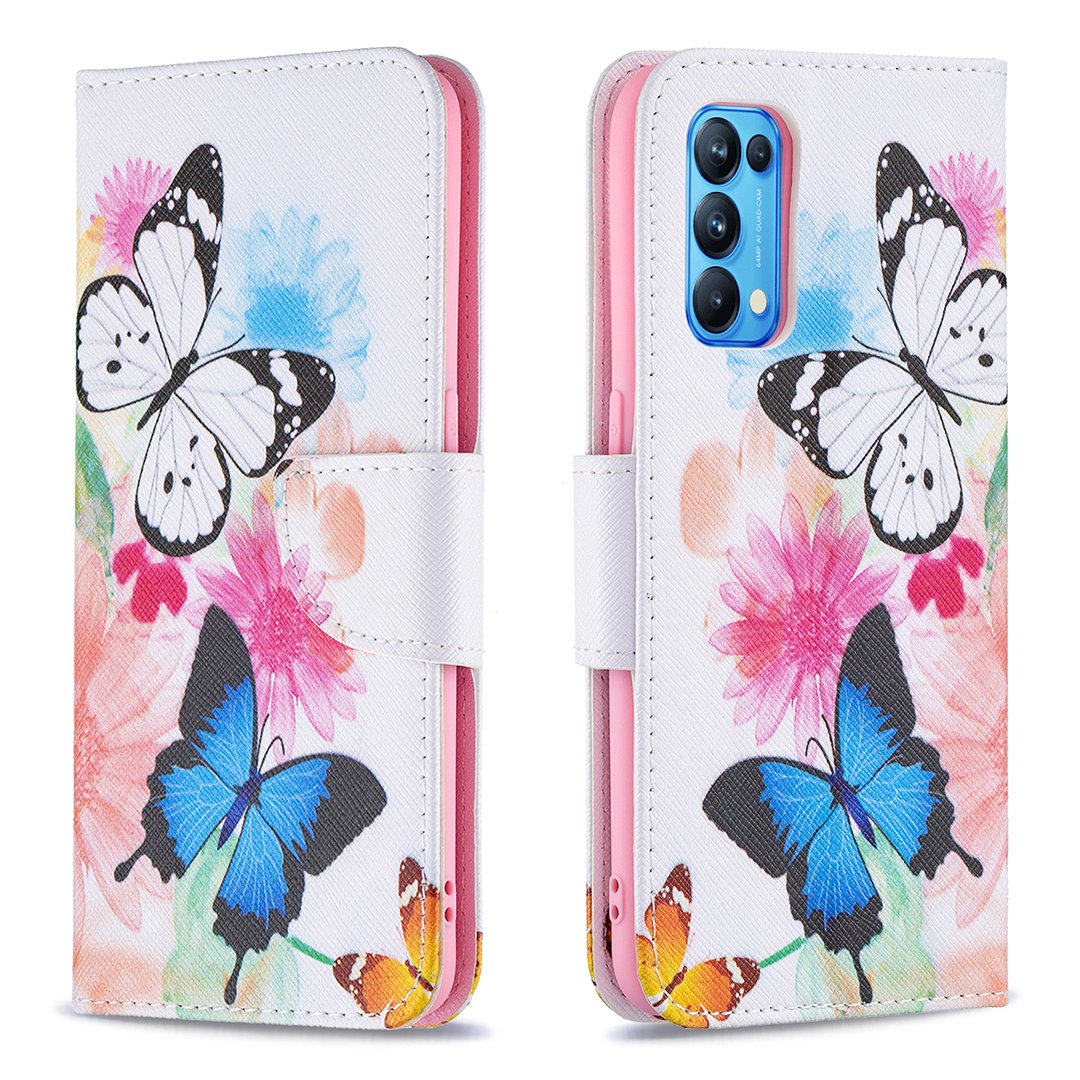 

Muster Druckschockdicht Magnetischer Verschluss Leder Brieftasche Hülle Für Oppo Reno5 4G/5G - Lebendige Schmetterlinge, Oppo Reno5 4G