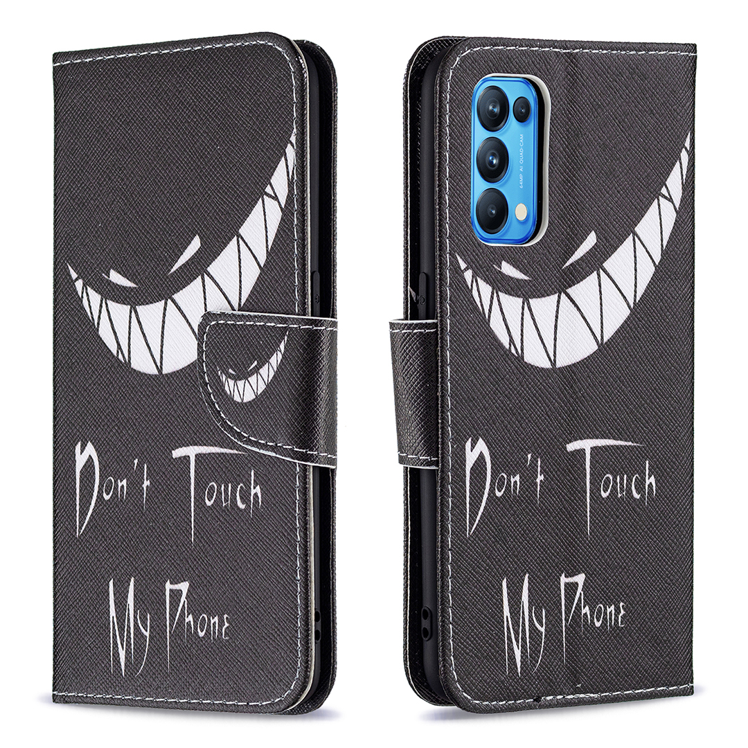 

Muster Druckschockdicht Magnetischer Verschluss Leder Brieftasche Hülle Für Oppo Reno5 4G/5G - Kichern, Oppo Reno5 4G