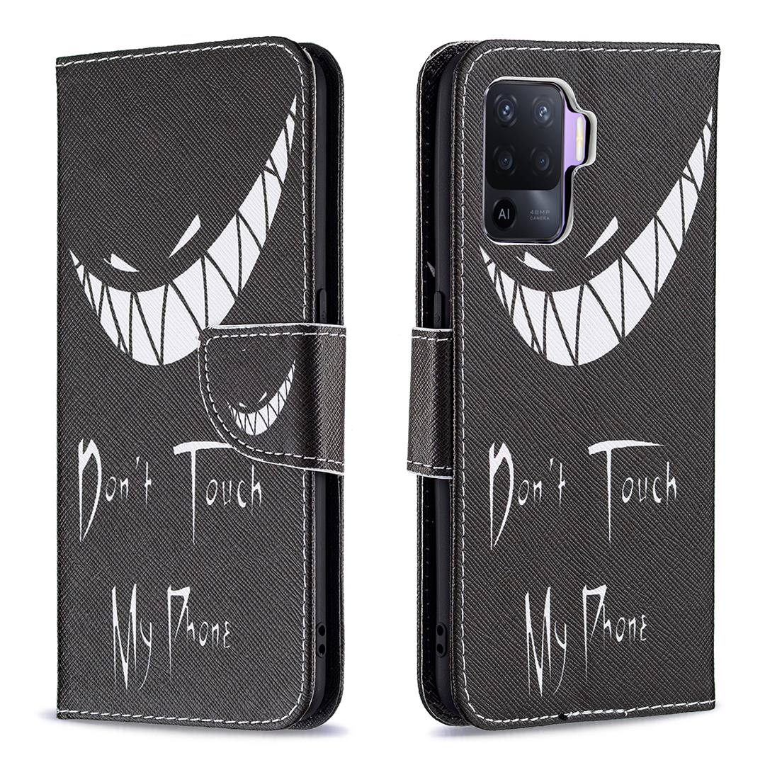 

Musterdruckleder + Weiches TPU -innengehäuse Mit Brieftasche Für Oppo A94/Reno5 F/f19 Pro - Kichern, Oppo Reno5 F