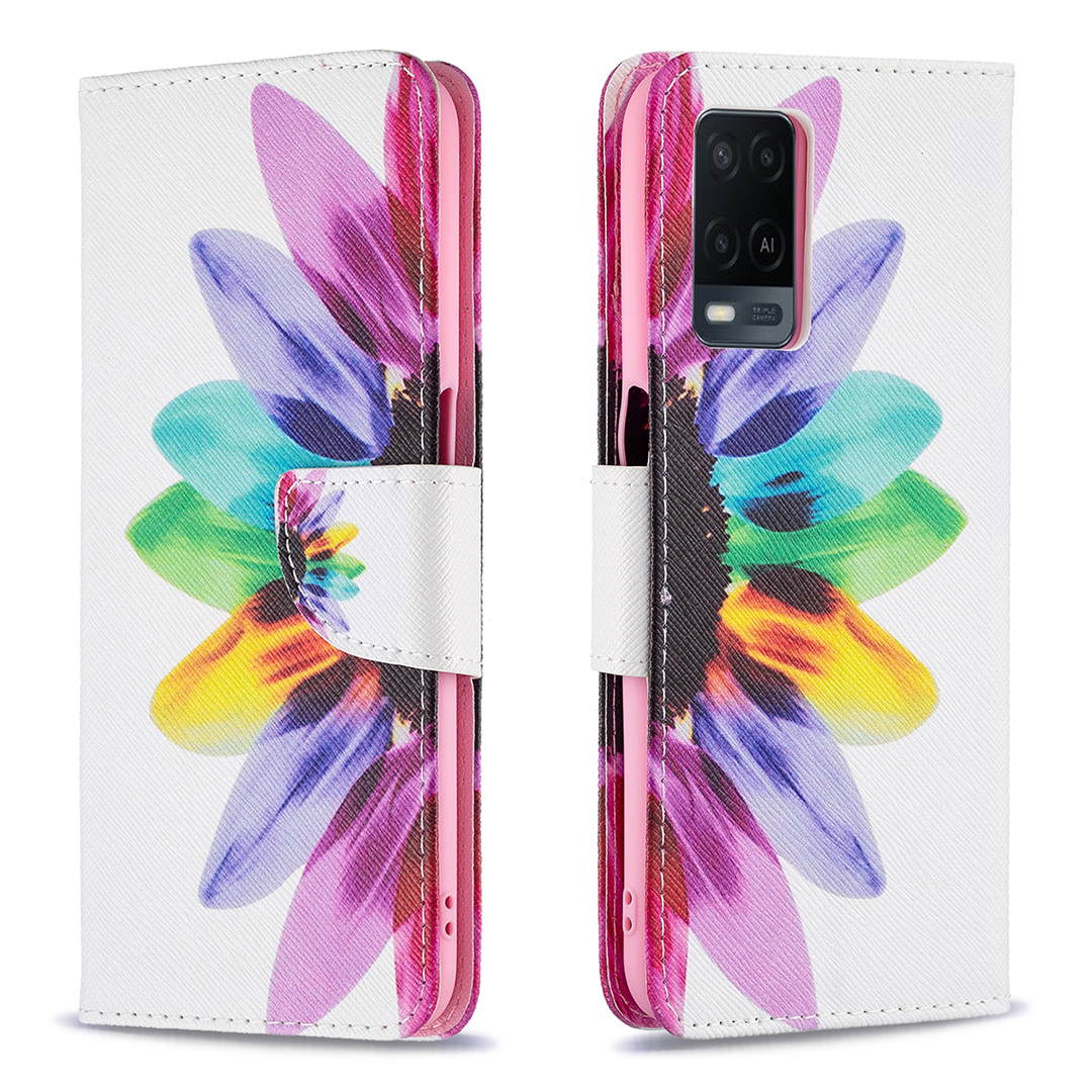 

Wallet Design Fall-resistentes Musterdruck Magnete Ledertasche Mit Einstellbarem Stand Für OPPO A54 4G / A55 5G - Sonnenblume, Oppo A54 4G
