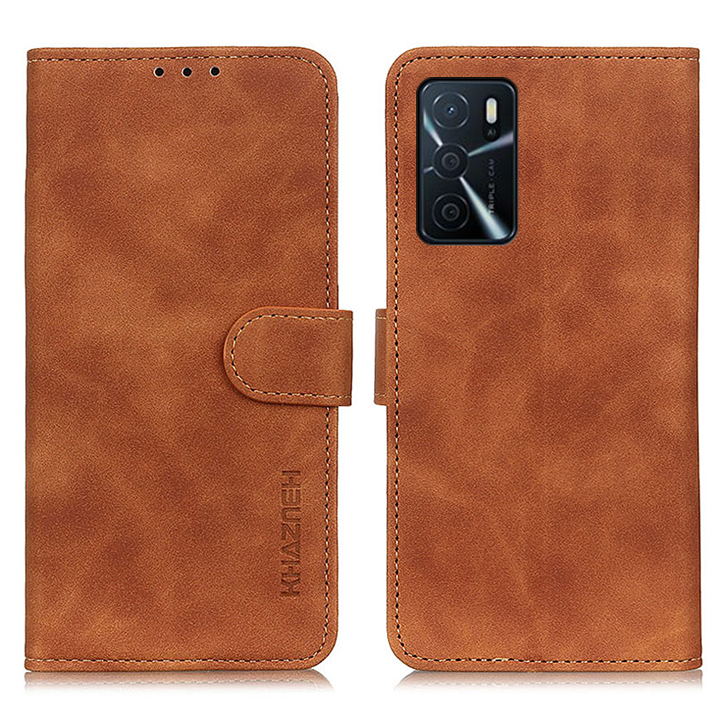 

Khazneh Vintage Textur Drop-resistant PU Leder Telefonständer Wallet Shell Für Oppo A16/a16s/a54s - Braun, Oppo A16s