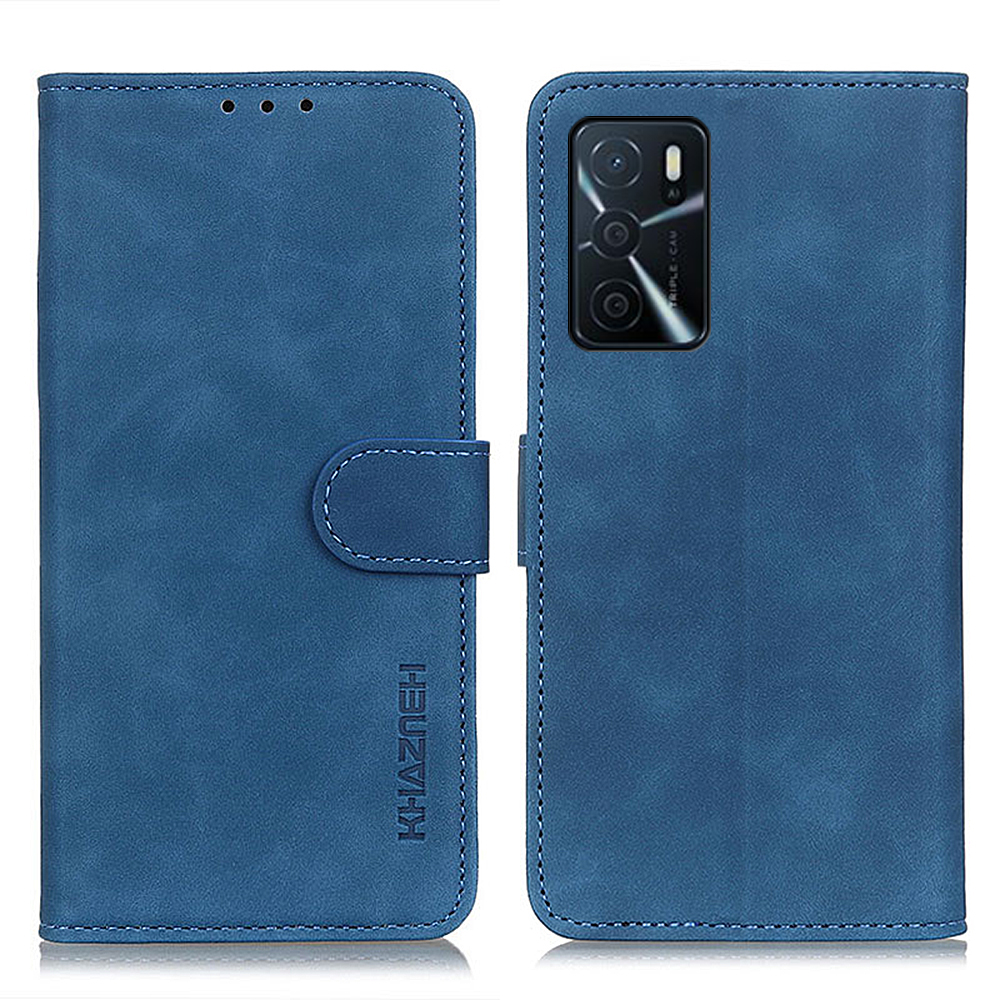 

Khazneh Vintage Textur Drop-resistant PU Leder Telefonständer Wallet Shell Für Oppo A16/a16s/a54s - Blau, Oppo A16s