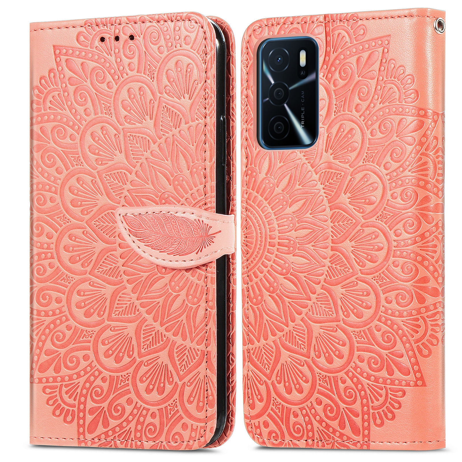 

Traumflügel Prägen Leder Brieftasche Cover Für Oppo A16/a16s/a54s - Orange, Oppo A16s