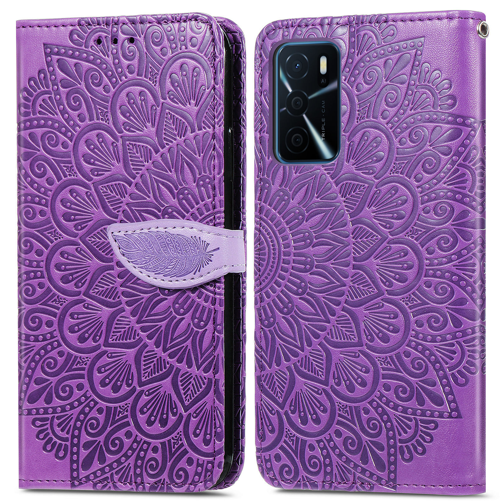 

Traumflügel Prägen Leder Brieftasche Cover Für Oppo A16/a16s/a54s - Violett, Oppo A16s