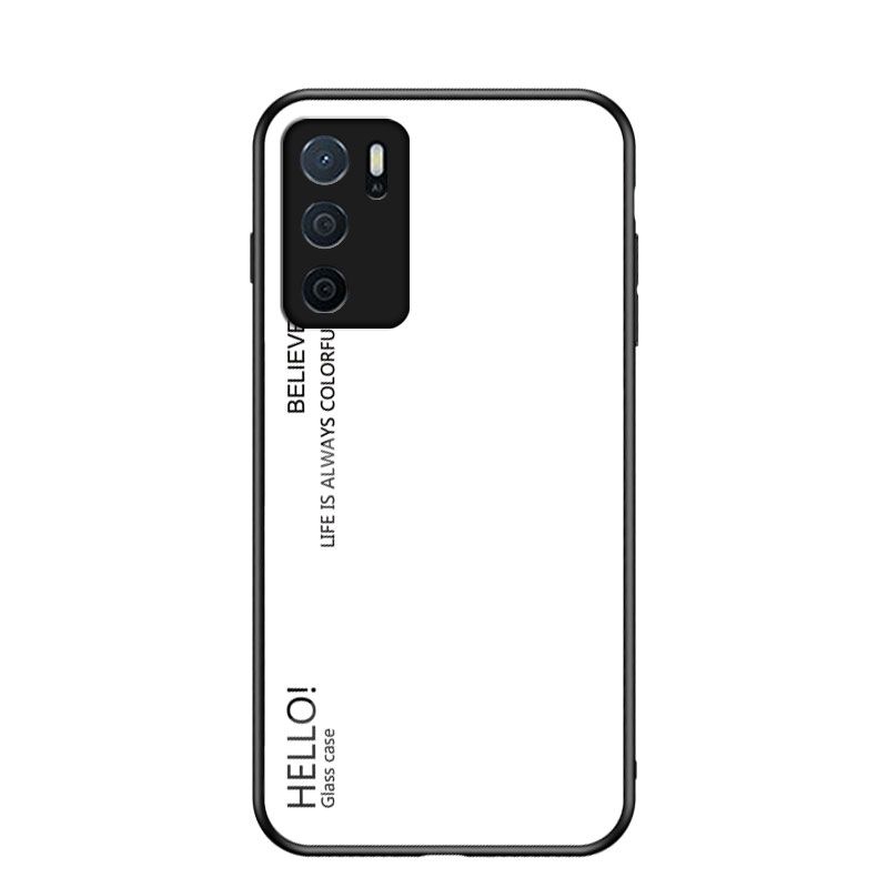 

Kratzfestem Temperamentvoller Glasgradientenfarbe + Tpu-rahmen Hybrid Schlanker Gehäuse Für Oppo A16/a16s/a54s - Weiß, Oppo A16s