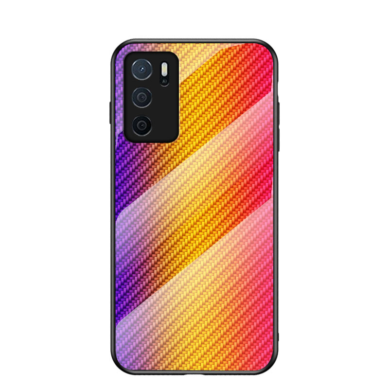 

Slim Leichtgewichts Kratzfest-resistente Kohlefaser-textur Luxuriöser Hartglas-rückenabdeckung Für Oppo A16/a16s/a54s - Goldene Faser, Oppo A16s