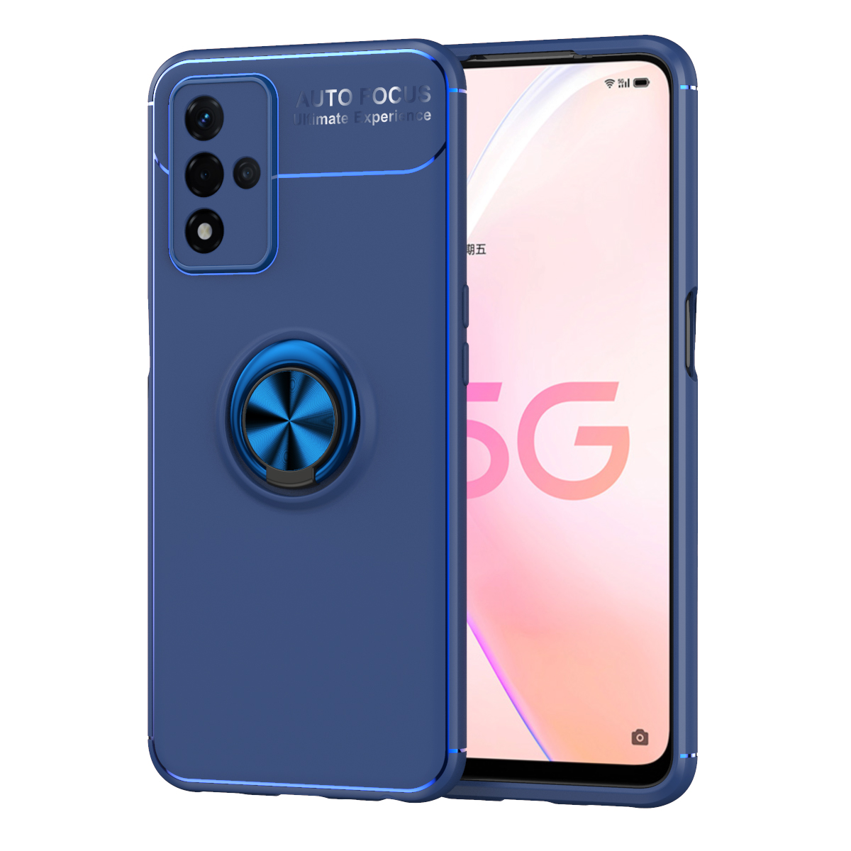 

Slim Weiche Flexible TPU -schutzhülle Mit Ringhalter Für Oppo A93s 5G - Blau, Oppo A93s 5G