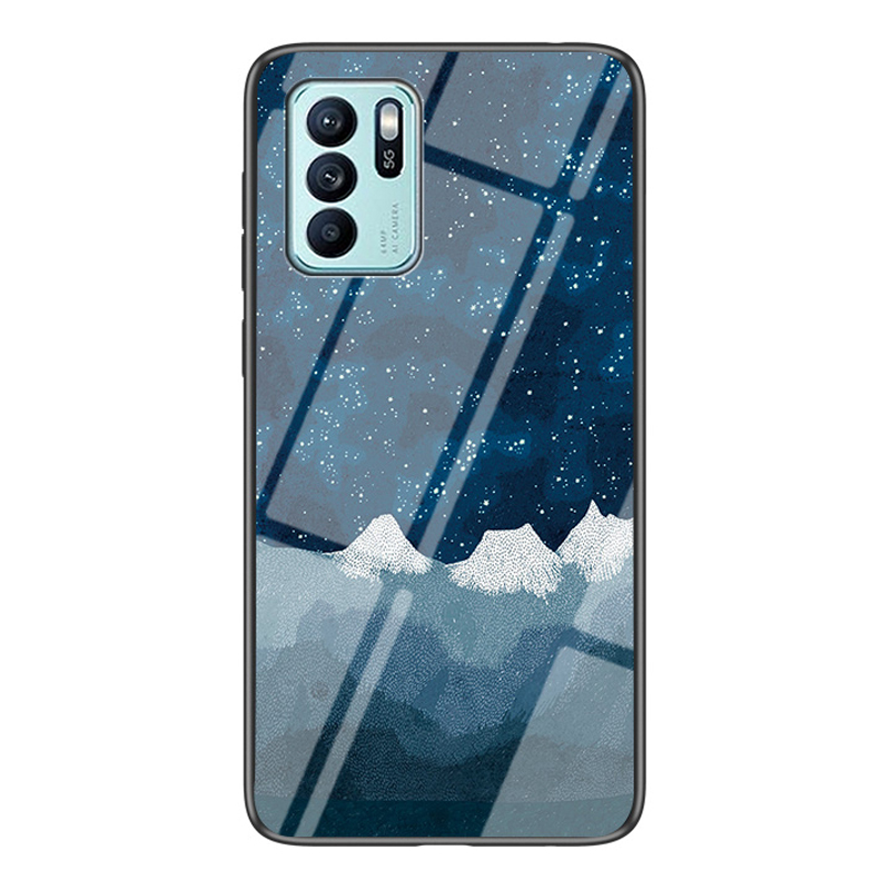 

Anti-kratzer Sternenhimmel Muster Temperiertes Glashybrid-telefonabdeckungsfall Für Oppo Reno6 Z - Sternenklarer Himmel, OPPO Reno6 Z