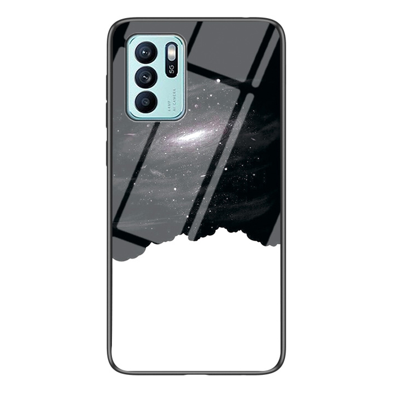

Anti-kratzer Sternenhimmel Muster Temperiertes Glashybrid-telefonabdeckungsfall Für Oppo Reno6 Z - Kosmischer Himmel, OPPO Reno6 Z