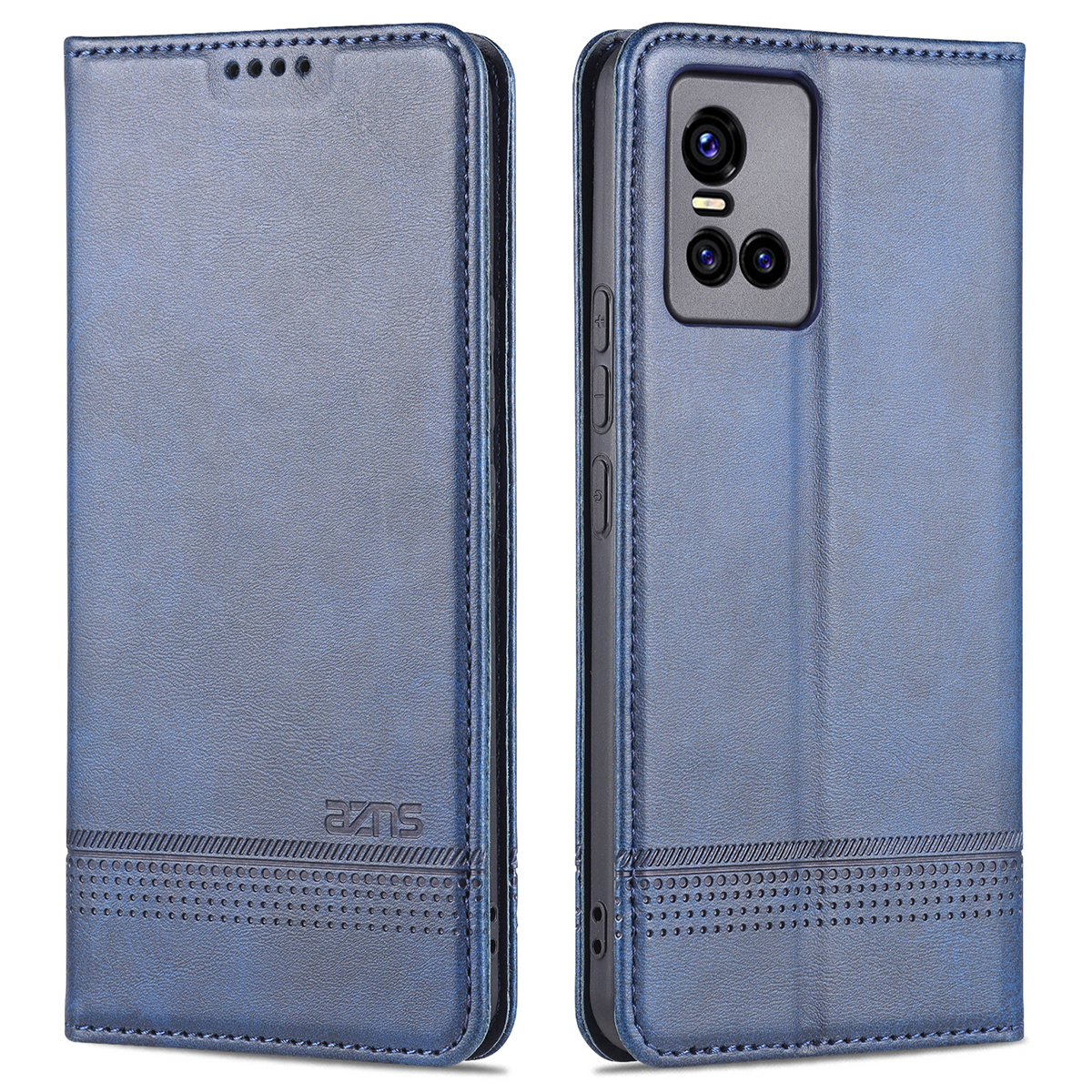 

AZNS Schocksicheres Brieftasche Design PU Leder Telefonabdeckung Hülle Für Vivo S10 Pro / vivo S10 - Blau, vivo S10 Pro