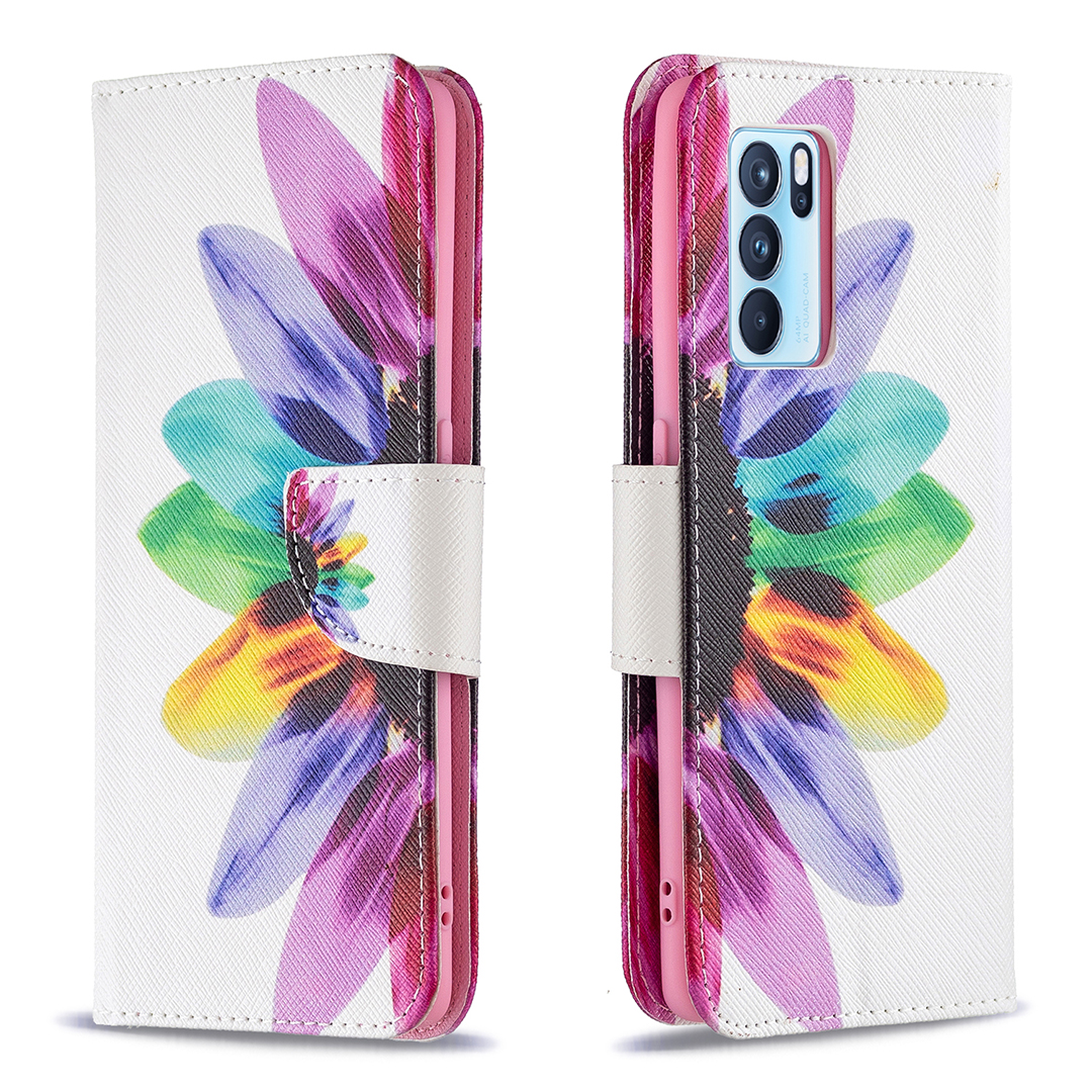

Impression de Motif de Protection Complète du Portefeuille de Portefeuille en Cuir Pour Oppo Reno6 Pro 5G (MediaTek) - Tournesol