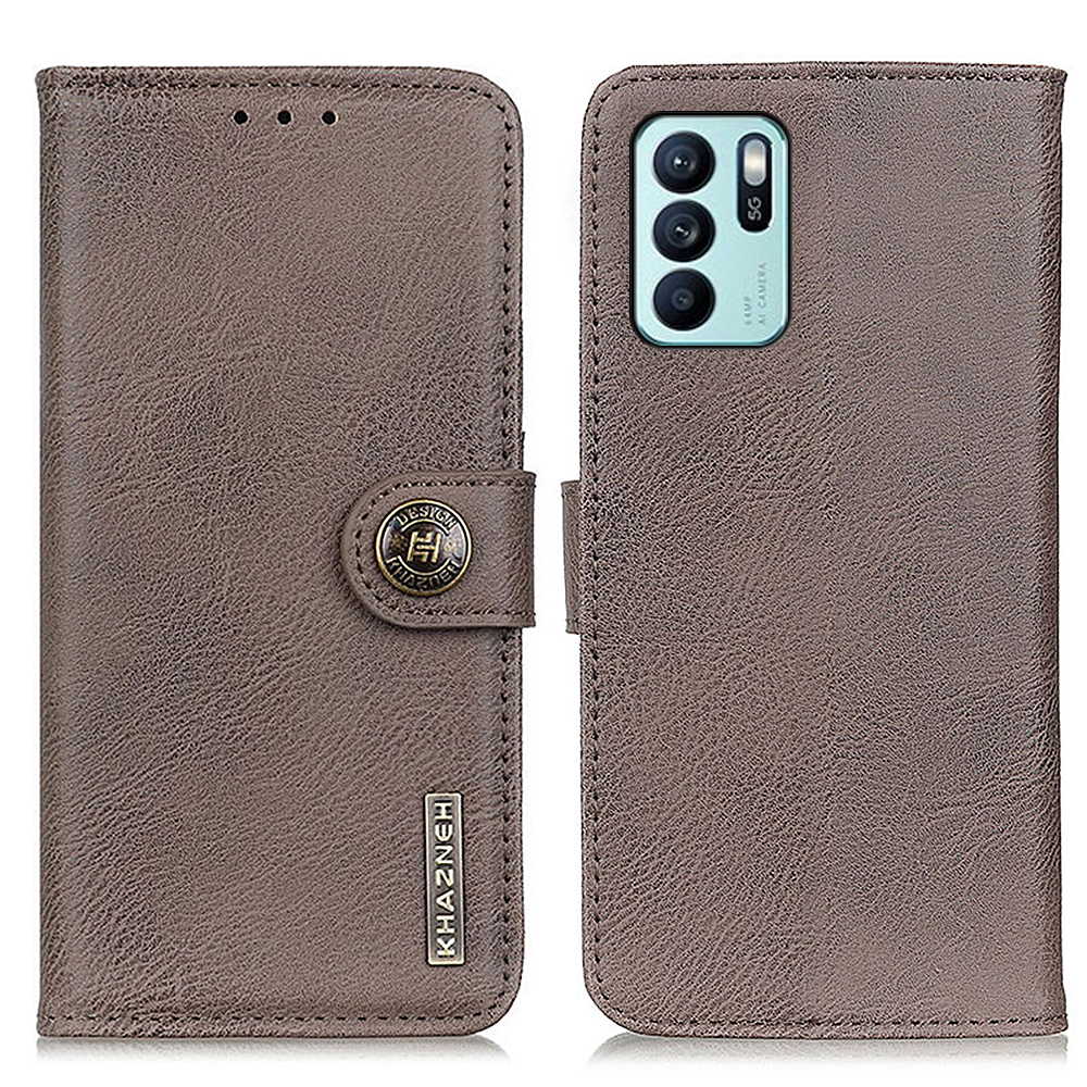 

Khazneh Full Body Protection Portefeuille Carte Slots Retro Leather Phone Water Avec Support Pour Oppo Reno6 Z - Kaki
