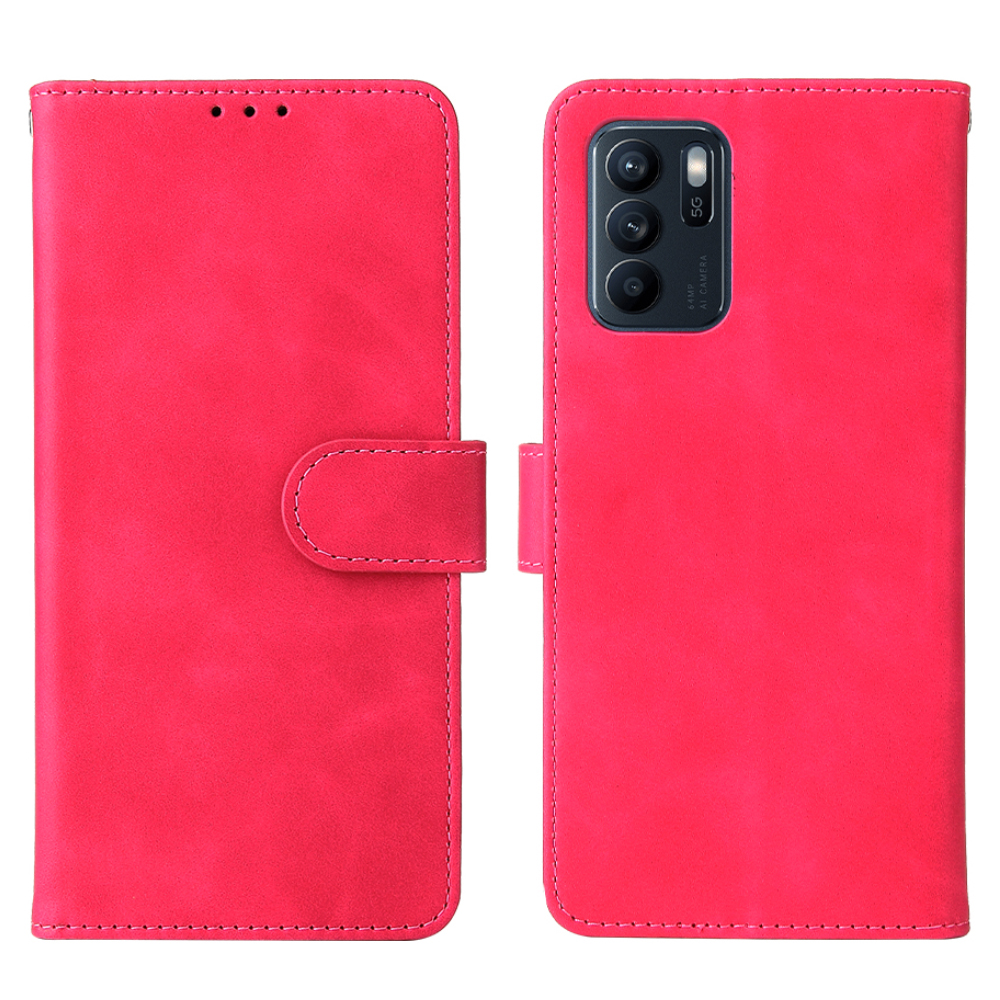 

Skin-touch-anti-kratzer-anti-drop-handy-gurt Folio Flip Wallet Design Schutz Leder Telefonhülle Mit Stand Für Oppo Reno6 Z - Rot, OPPO Reno6 Z