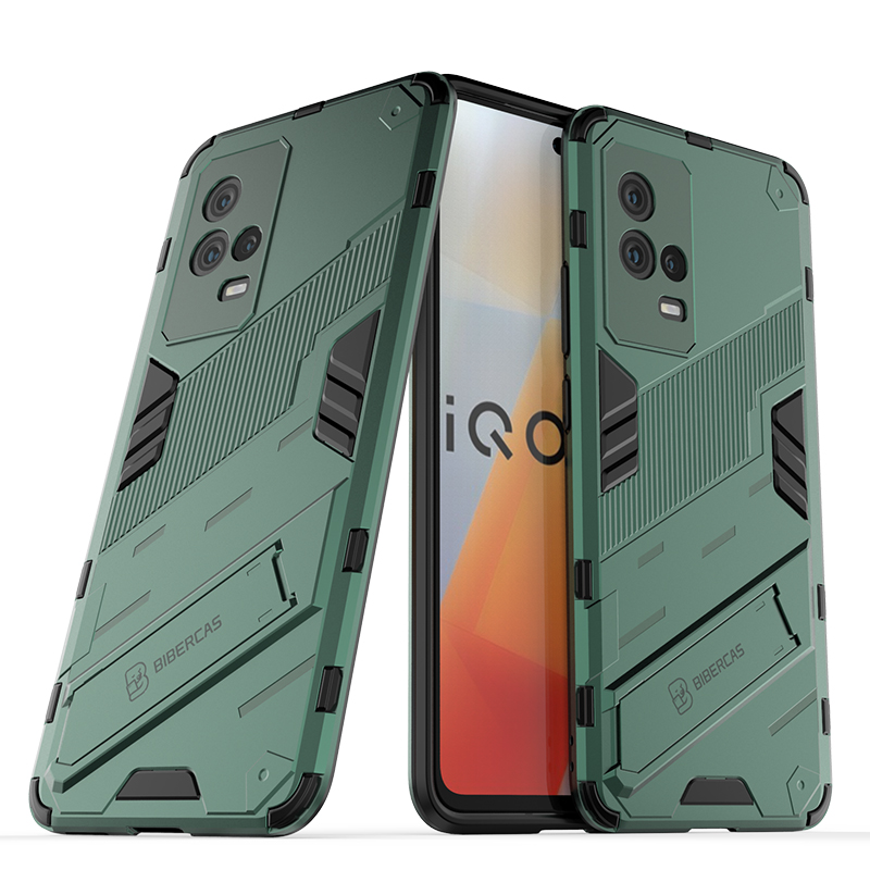 

Military Grade Hard PC+TPU Shock-resistant Protective Shell with Kickstand for vivo iQOO 8 - Green, Oppo Other OPPO Models