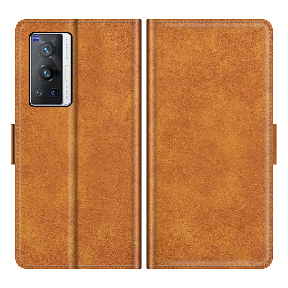 

pu en Cuir PU Full Protection Portefeuille Couvre-support de Couverture Avec Double Fermoir Magnétique Pour Vivo X70 Pro - Brun