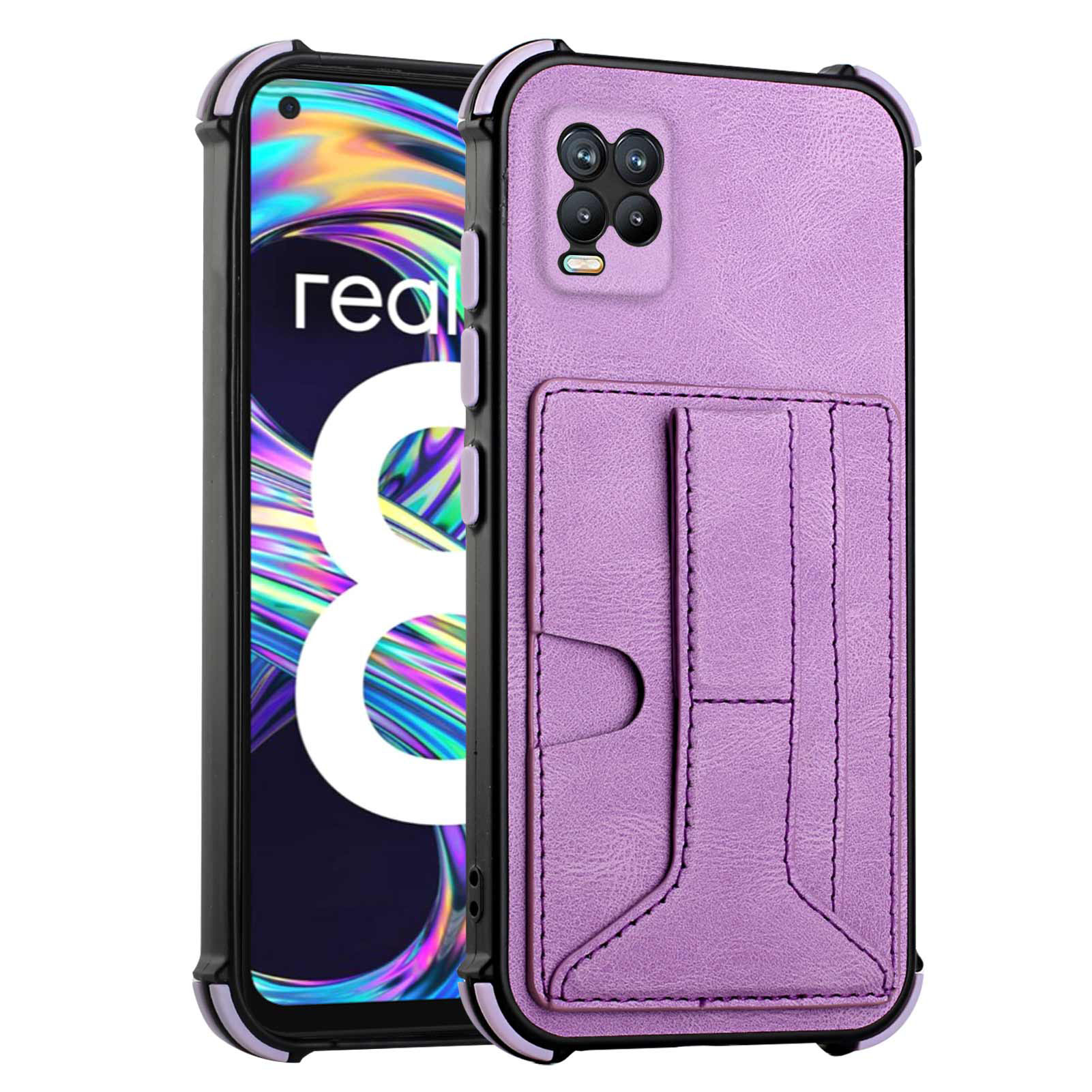 

Étui TPU en Cuir en Cuir PU à Quatre Chocs. / 8 Pro - Violet