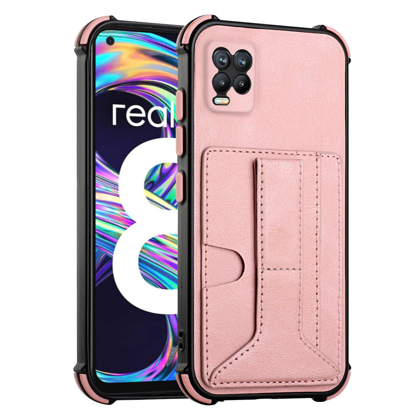 

Étui TPU en Cuir en Cuir PU à Quatre Chocs. / 8 Pro - or Rose