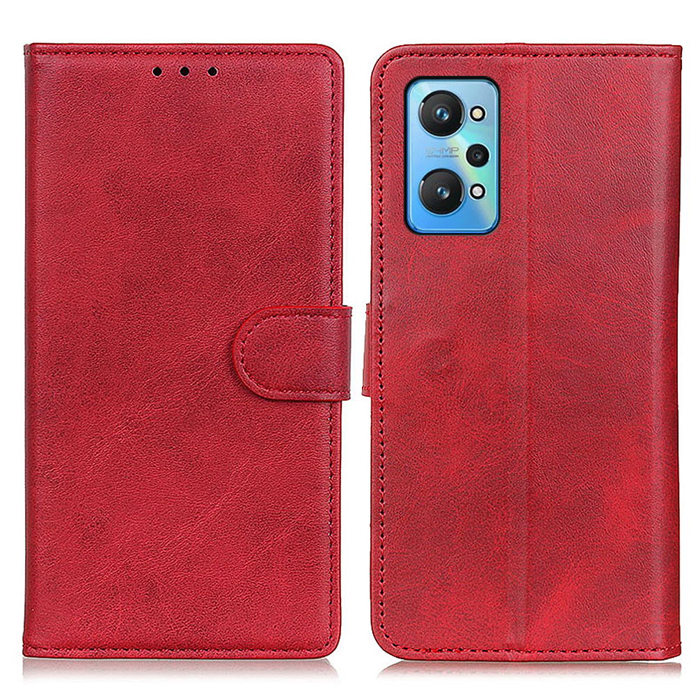 

PU Leder Anti-kratzer-schutzabdeckung Fall-proof Mobile Hülle Mit Stand Wallet Card Slots Für Realme GT Neo2 5G/GT Neo 3T 5G - Rot, Realme GT Neo2 5G